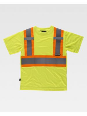 t-shirt riflettente workteam fluorescente reflective mc in poliestere vista 1