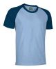 T-shirt manica corta valento caiman celeste in cotone blu navy con logo vista 1